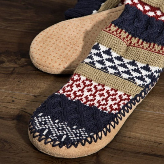 Jacquard Knit Navy Slipper Socks - Nordic Pattern π Excellent Gift! π