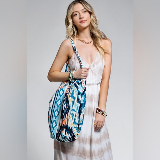 Boho Chic Hobo Beach Yoga Shoulder Bag - 100% Cotton - Bohemian Ethnic Inspired