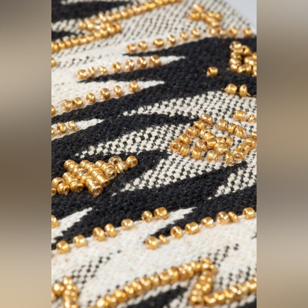 Handmade Hand Beaded Wristlet Clutch - Ethnic Inspired Design - Dyed Fine Cotton