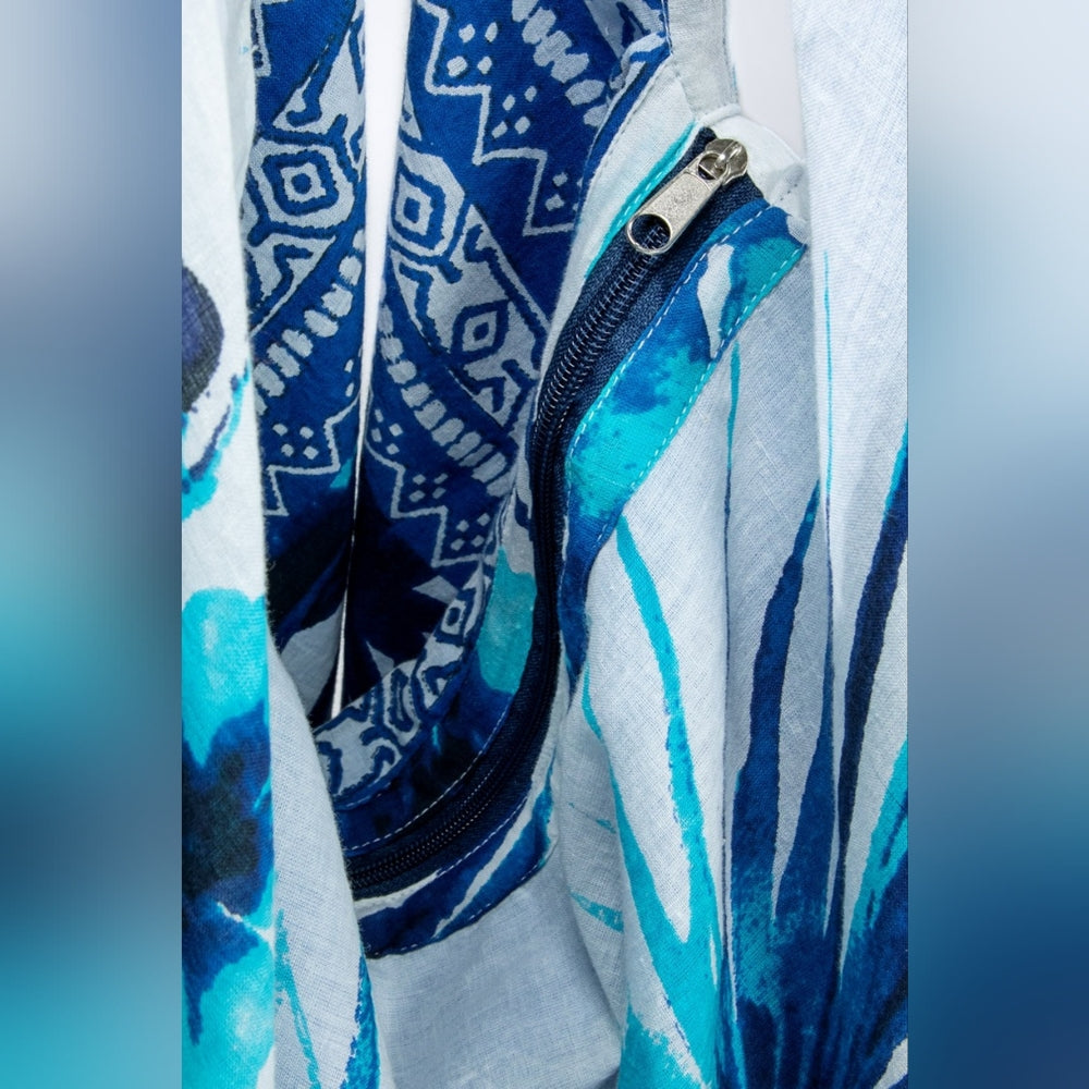 Boho Chic Beach Yoga Hobo Shoulder Bag - 100% Cotton - Tropical Flower Design