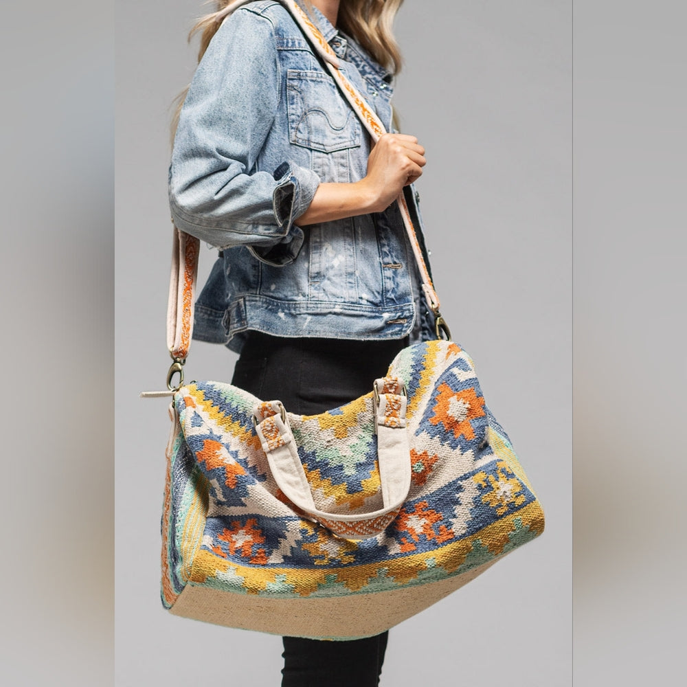 Boho Chic Travel Bag - Navajo Southwest Inspired Design - Handmade Fine Cotton