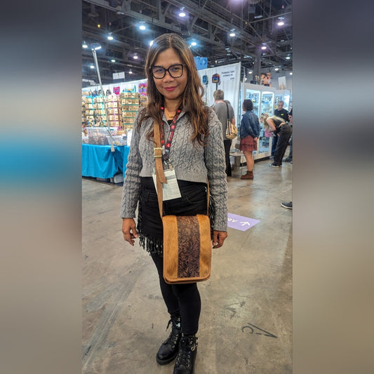Luxury Italian Tooled Leather & Brazilian Cowhide Leather Crossbody Bag
