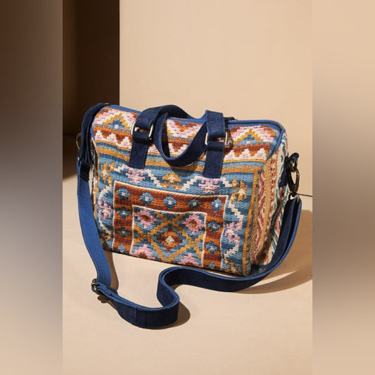 Handmade Boho Chic Satchel / Boston Bag - Navajo Aztec Inspired Design