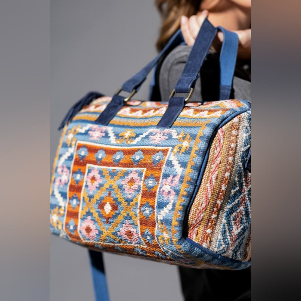 Handmade Boho Chic Satchel / Boston Bag - Navajo Aztec Inspired Design