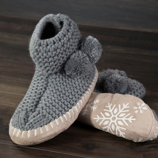 Comfy Hand Knitted Indoor Slipper Booties w Pom-Poms 6-7 & 8-10π Excellent Gift