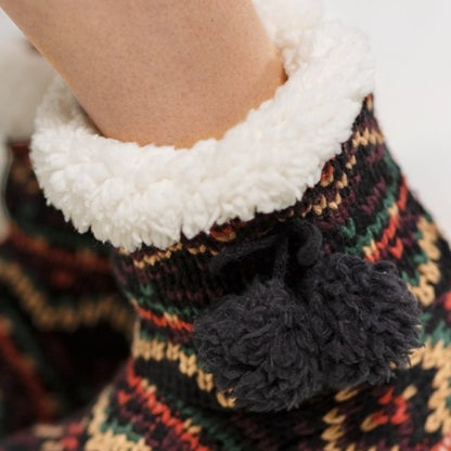 NEW! Hand Knitted Indoor Slipper Boots Pom Poms  🎁 Excellent Gift! 🎁