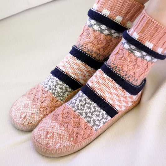 Jacquard Knit Blush Slipper Socks - Nordic Pattern  🎁 Excellent Gift! 🎁