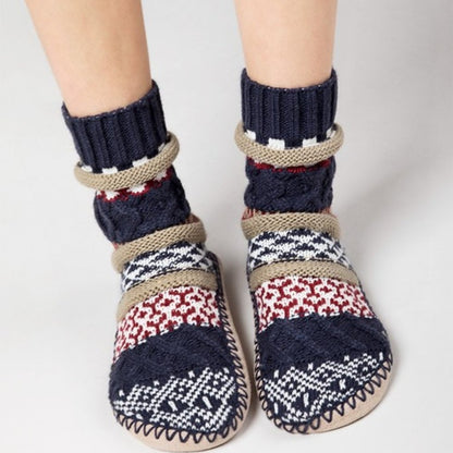Jacquard Knit Navy Slipper Socks - Nordic Pattern  🎁 Excellent Gift! 🎁