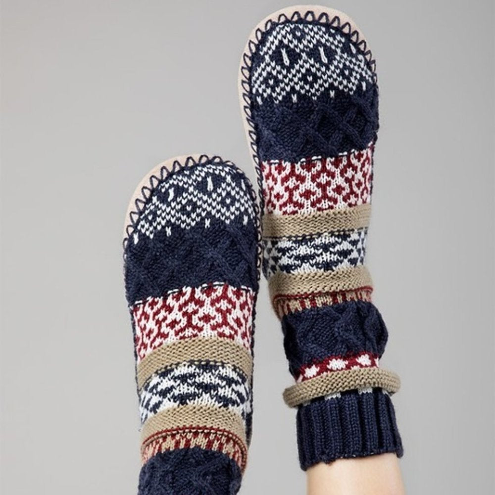 Jacquard Knit Navy Slipper Socks - Nordic Pattern  🎁 Excellent Gift! 🎁
