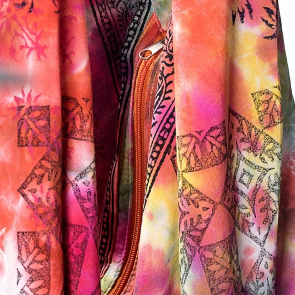 Tie Dyed Boho Beach Hobo Shoulder Bag - 100% Cotton - Bohemian & Ethnic Inspired