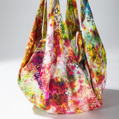 Tie Dyed Boho Beach Hobo Shoulder Bag - 100% Cotton - Bohemian & Ethnic Inspired