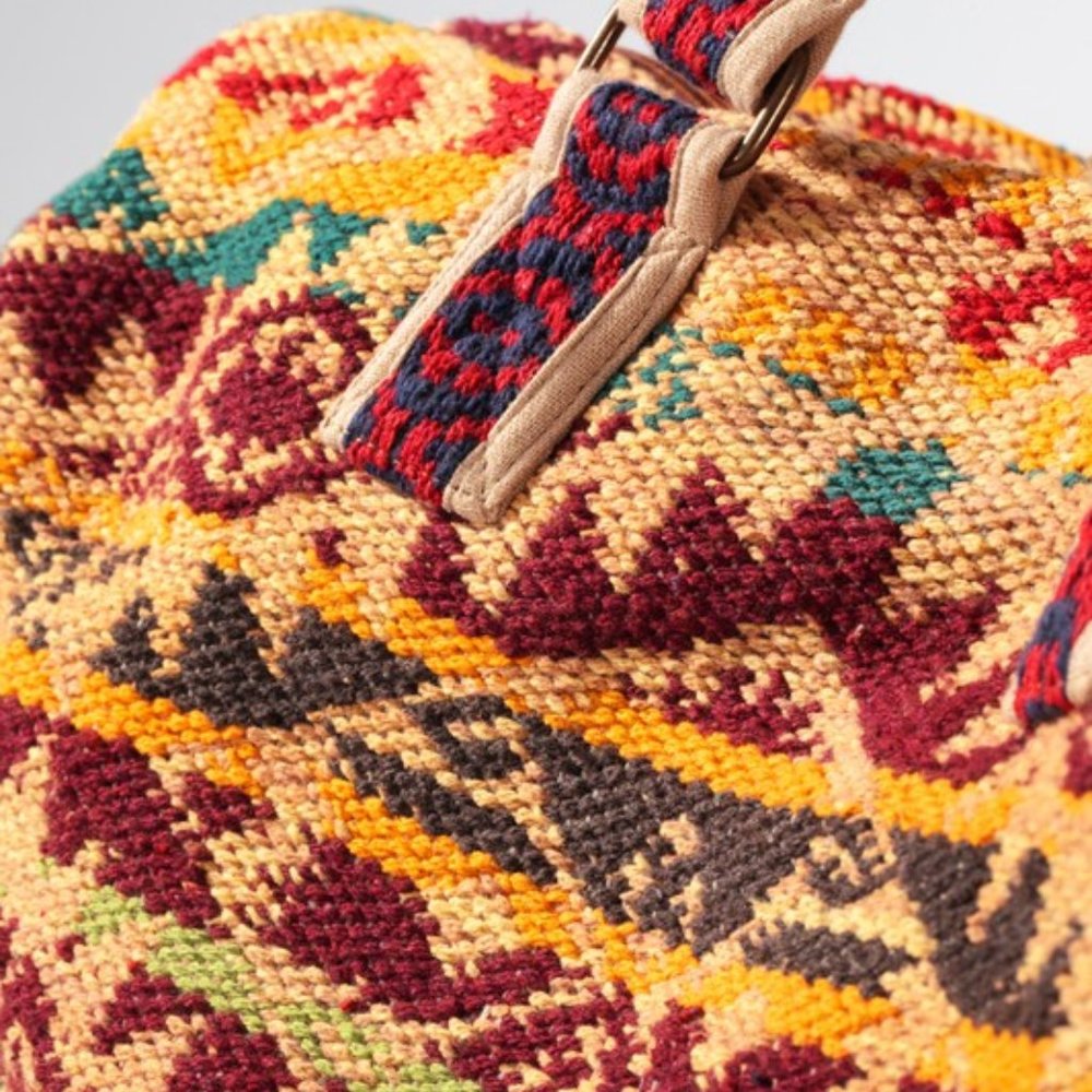 Boho Travel Bag - Ethnic Navajo Design - Handwoven from Fully Fine Cotton