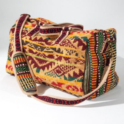 Boho Travel Bag - Ethnic Navajo Design - Handwoven from Fully Fine Cotton