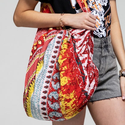 Boho Chic Beach Yoga Hobo Shoulder Bag - 100% Cotton - Bohemian Ethnic Inspired
