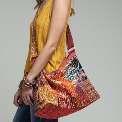 Boho Chic - Hand Stitched Patchwork Shoulder Bag - Fully Lined - Bohemian Style