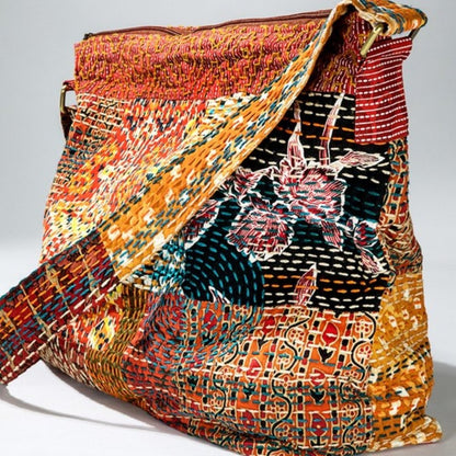 Boho Chic - Hand Stitched Patchwork Shoulder Bag - Fully Lined - Bohemian Style