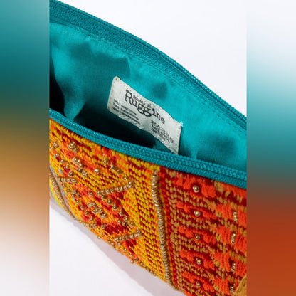 Handmade Hand Beaded Clutch - Ethnic Navajo Aztec Inspired Design - Faux Leather