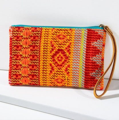 Handmade Hand Beaded Clutch - Ethnic Navajo Aztec Inspired Design - Faux Leather