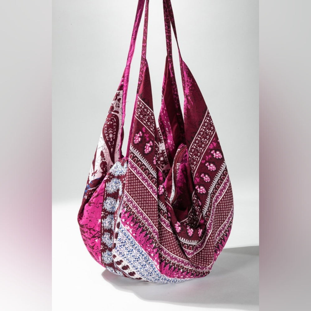 Boho Chic Beach Yoga Hobo Shoulder Bag - 100% Cotton - Bohemian Ethnic Inspired
