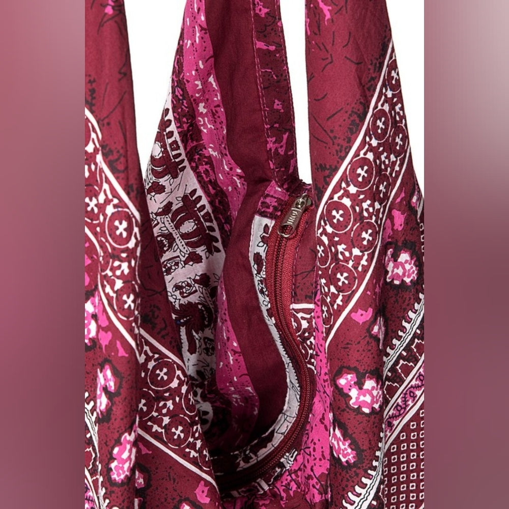 Boho Chic Beach Yoga Hobo Shoulder Bag - 100% Cotton - Bohemian Ethnic Inspired