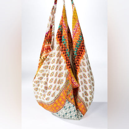 Floral & Paisley Print Boho Chic Beach Yoga Hobo Shoulder Bag  - 100% Cotton