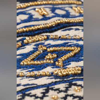 Handmade Hand Beaded Wristlet Clutch - Ethnic Inspired Design - Dyed Fine Cotton