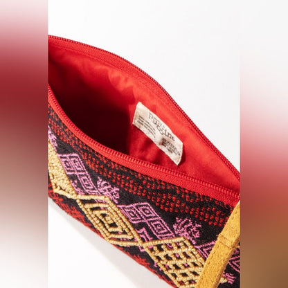 Handmade Hand Beaded Wristlet Clutch - Ethnic Inspired Design - Dyed Fine Cotton