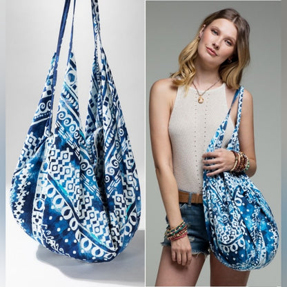 Boho Chic Beach Yoga Hobo Shoulder Bag - 100% Cotton - Bohemian Ethnic Inspired