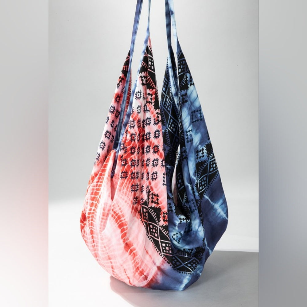 Boho Chic Patriotic Tie Dyed Hobo Beach Yoga Shoulder Bag -Ethnic Inspired Print