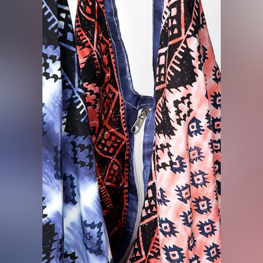 Boho Chic Patriotic Tie Dyed Hobo Beach Yoga Shoulder Bag -Ethnic Inspired Print