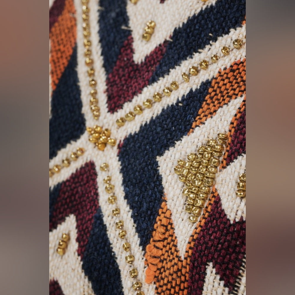 Handmade Hand Beaded Wristlet Clutch - Ethnic Tribal Inspired Design - Yarn Dyed