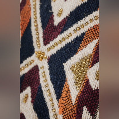 Handmade Hand Beaded Wristlet Clutch - Ethnic Tribal Inspired Design - Yarn Dyed