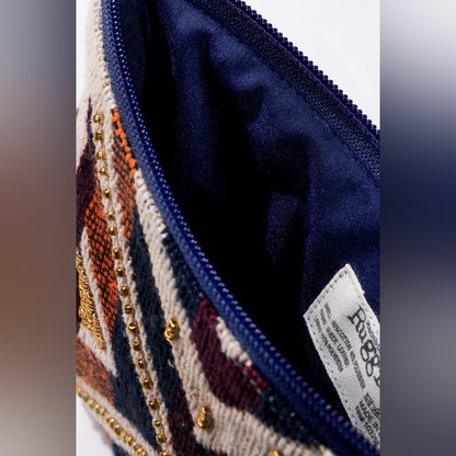 Handmade Hand Beaded Wristlet Clutch - Ethnic Tribal Inspired Design - Yarn Dyed