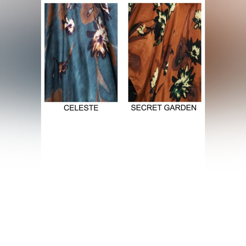 Bohemian Rust Floral Print Kimono w/ Side Slits - Rich Deep Colors