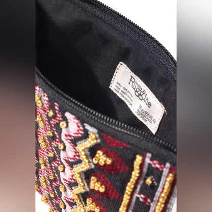 Handmade Hand Beaded Wristlet Clutch - Ethnic Inspired Design - Dyed Fine Cotton