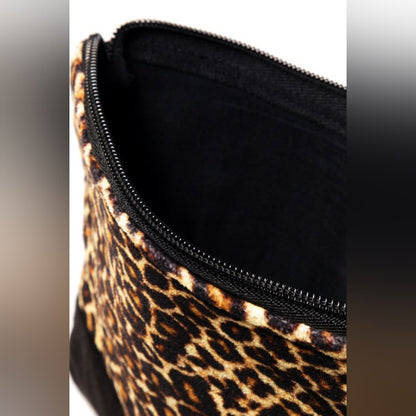 Luxurious Fine Cotton Pouch - Velvet Leopard Print w/ Fine Thread Tassel Accent
