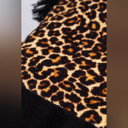 Luxurious Fine Cotton Pouch - Velvet Leopard Print w/ Fine Thread Tassel Accent