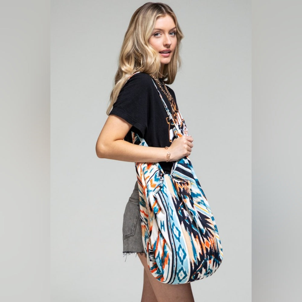 Boho Chic Hobo Beach Yoga Shoulder Bag - 100% Cotton - Bohemian Ethnic Inspired