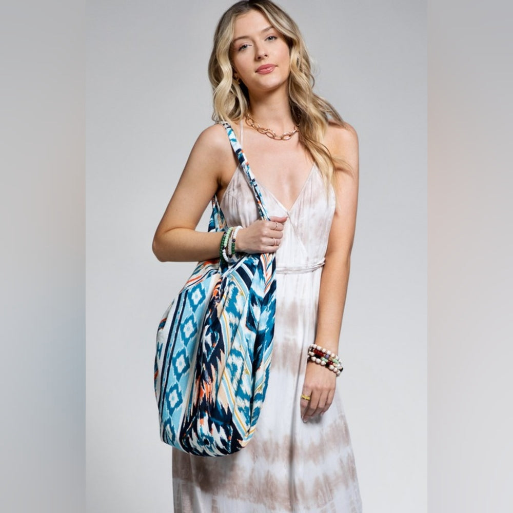 Boho Chic Hobo Beach Yoga Shoulder Bag - 100% Cotton - Bohemian Ethnic Inspired