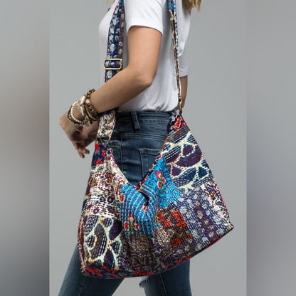 Boho Chic - Hand Stitched Patchwork Shoulder Bag - Fully Lined - Bohemian Style