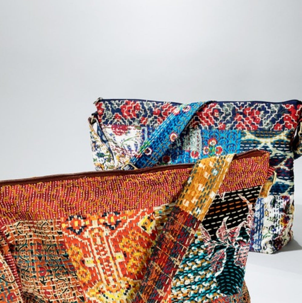 Boho Chic - Hand Stitched Patchwork Shoulder Bag - Fully Lined - Bohemian Style
