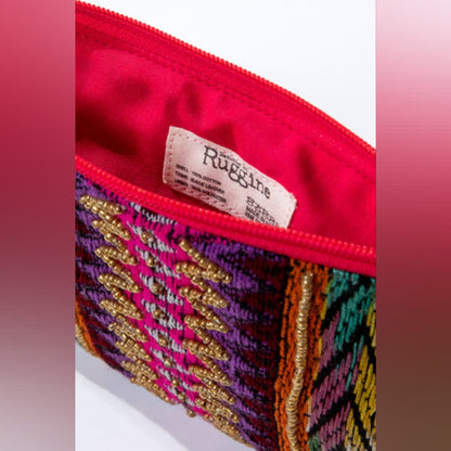 Handmade Hand Beaded Wristlet Clutch - Ethnic Inspired Design - Dyed Fine Cotton