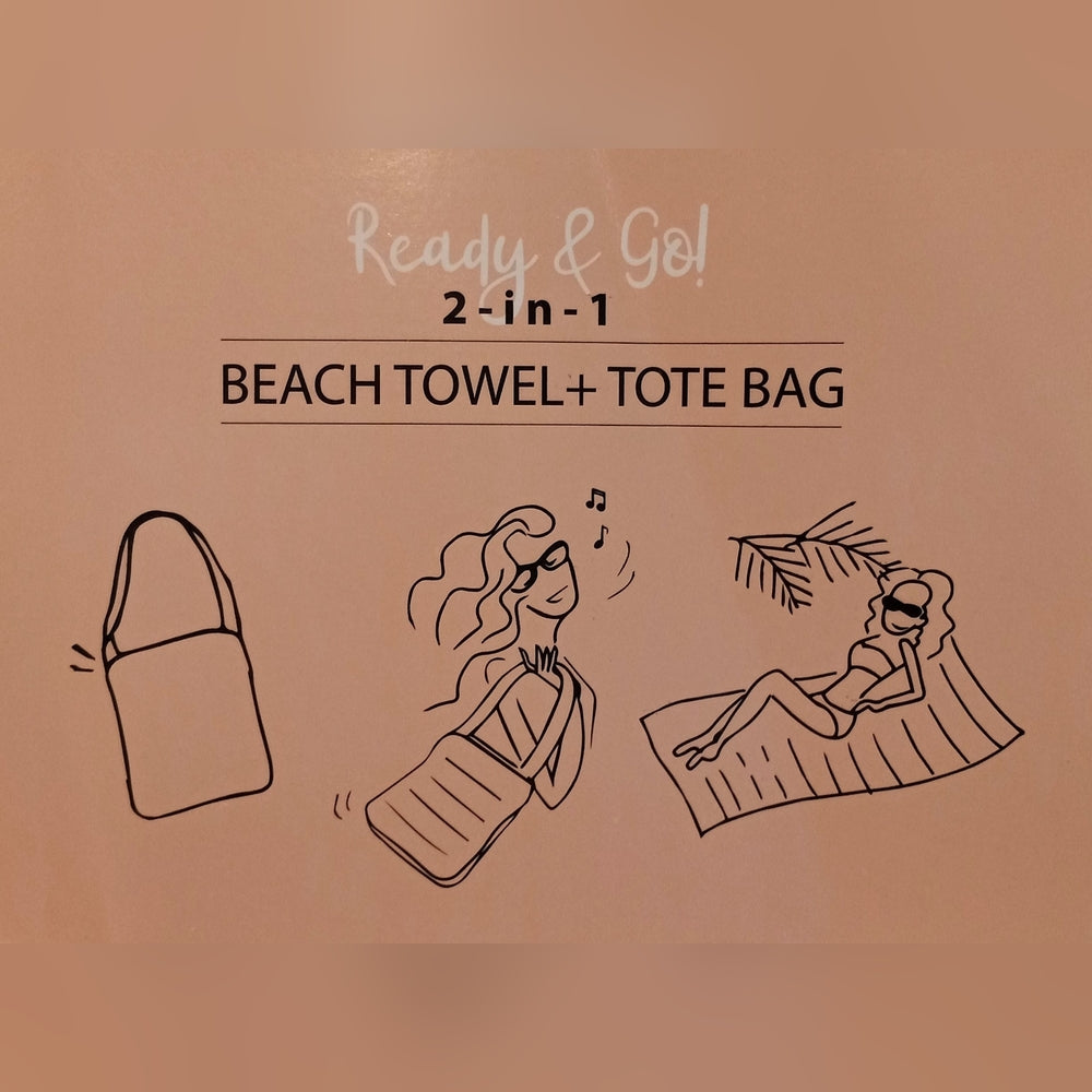 2 in 1 Beach Towel & Bag - Shoulder Bag Turns Into a Beach Towel! - Black White