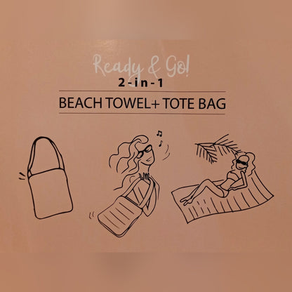 2 in 1 Beach Towel & Bag - Shoulder Bag Turns Into a Beach Towel! - Black White