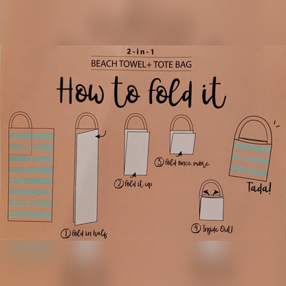 2 in 1 Beach Towel & Bag - Shoulder Bag Turns Into a Beach Towel! - Black White