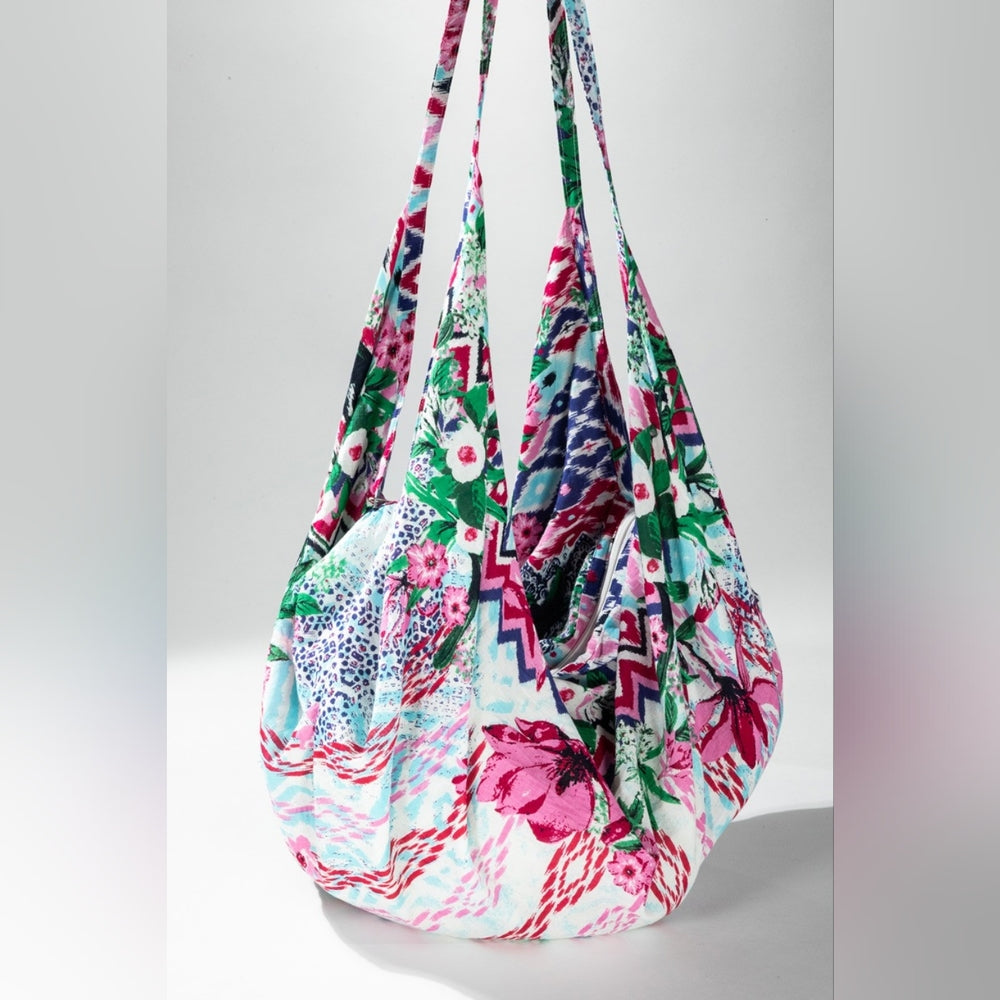 Boho Chic Beach Yoga Hobo Shoulder Bag - 100% Cotton - Floral & Ethnic Design