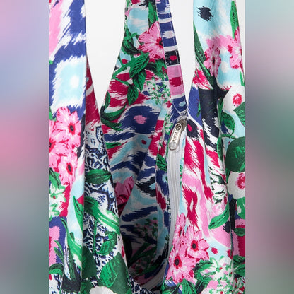Boho Chic Beach Yoga Hobo Shoulder Bag - 100% Cotton - Floral & Ethnic Design