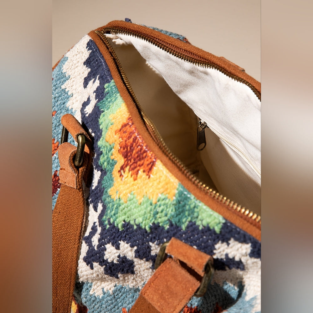 Handmade Boho Chic Satchel / Boston Bag - Navajo Aztec Inspired Design