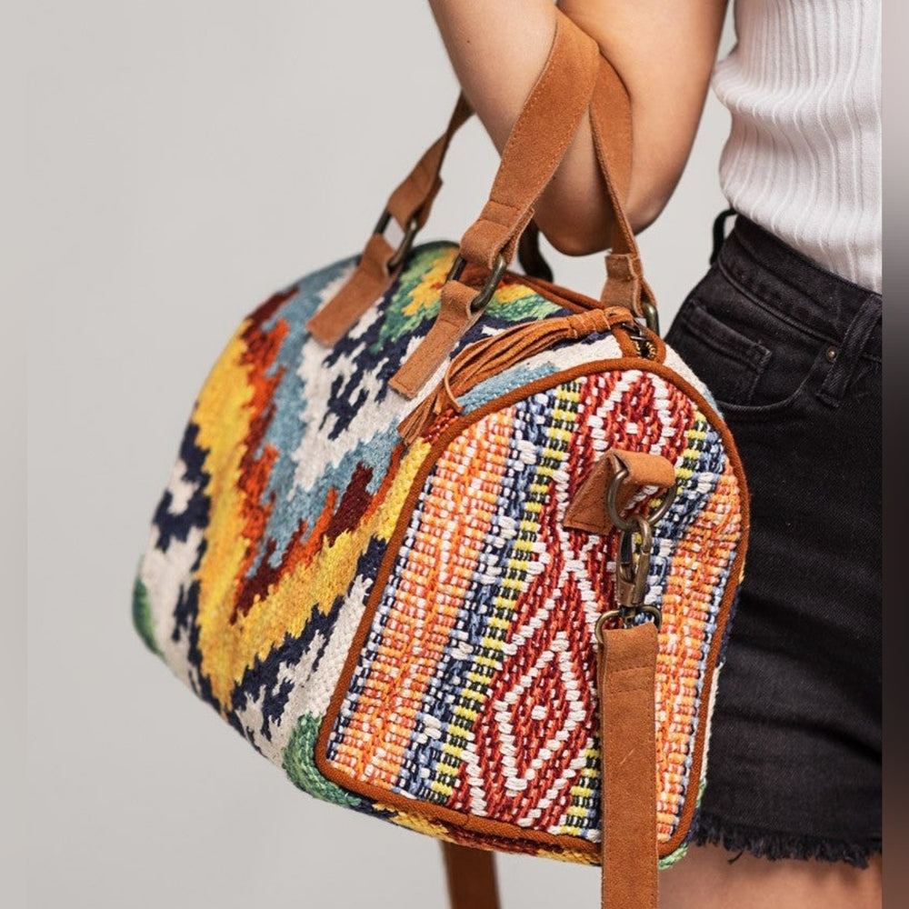 Handmade Boho Chic Satchel / Boston Bag - Navajo Aztec Inspired Design