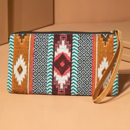 Handmade Hand Beaded Wristlet Clutch - Ethnic Inspired Design - Dyed Fine Cotton